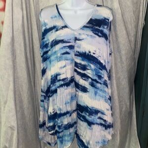 2/$20Women's plus 2x Blouse Sleeveless Multi-Color- Blues Design By-Rose & Olive